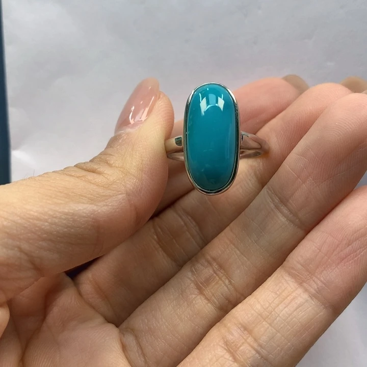 银S925镶嵌绿松石戒指