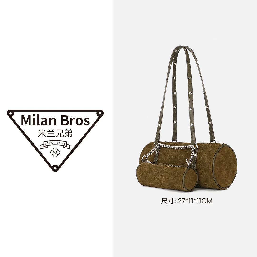 【米兰兄弟】新款秋冬经典老花轻奢单肩手提圆筒包#9069