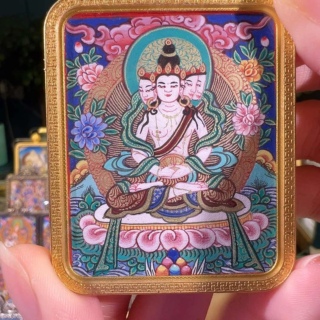 吊坠大日热贡纯手绘唐卡