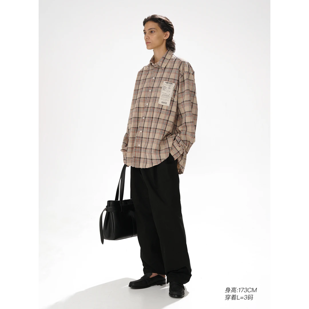 【早春新品】MASONPRINCE*木须格纹定制全亚麻重洗水贴布衬衫