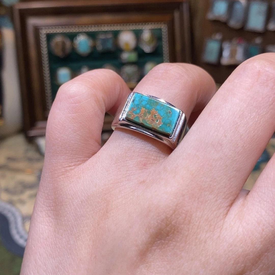 绿松石银S925镶嵌戒指戒指