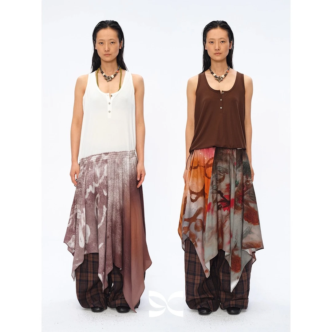 【茉舍】Square Circle 印花针织背心拼接连衣裙 S2025SS007-1080