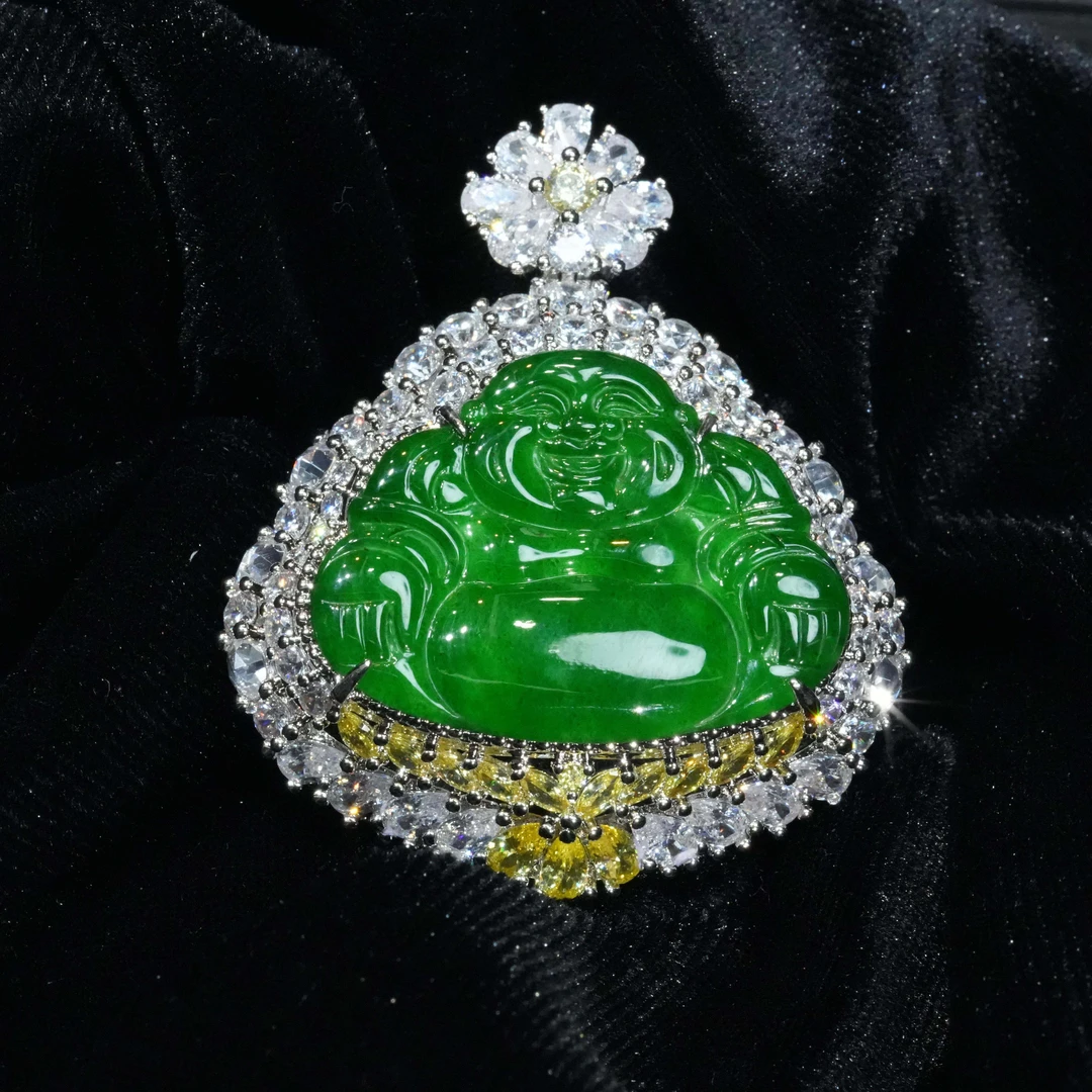 天然A货翡翠满镶佛公吊坠百搭气质多样性发其一