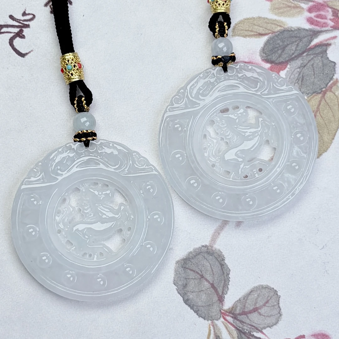 294824/天然缅甸翡翠A货时来运转马牌吊坠  多样性一件发 保真