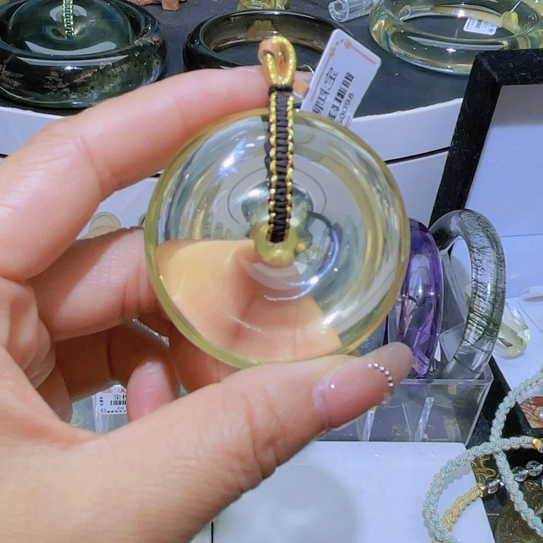 水晶颈饰未镶嵌天然黄水晶净体平安扣