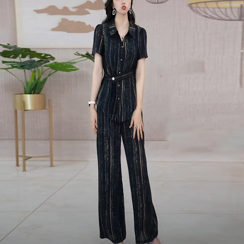 女装夏装显瘦时尚休闲套装新款2025爆款洋气质女神范阔腿裤两件套