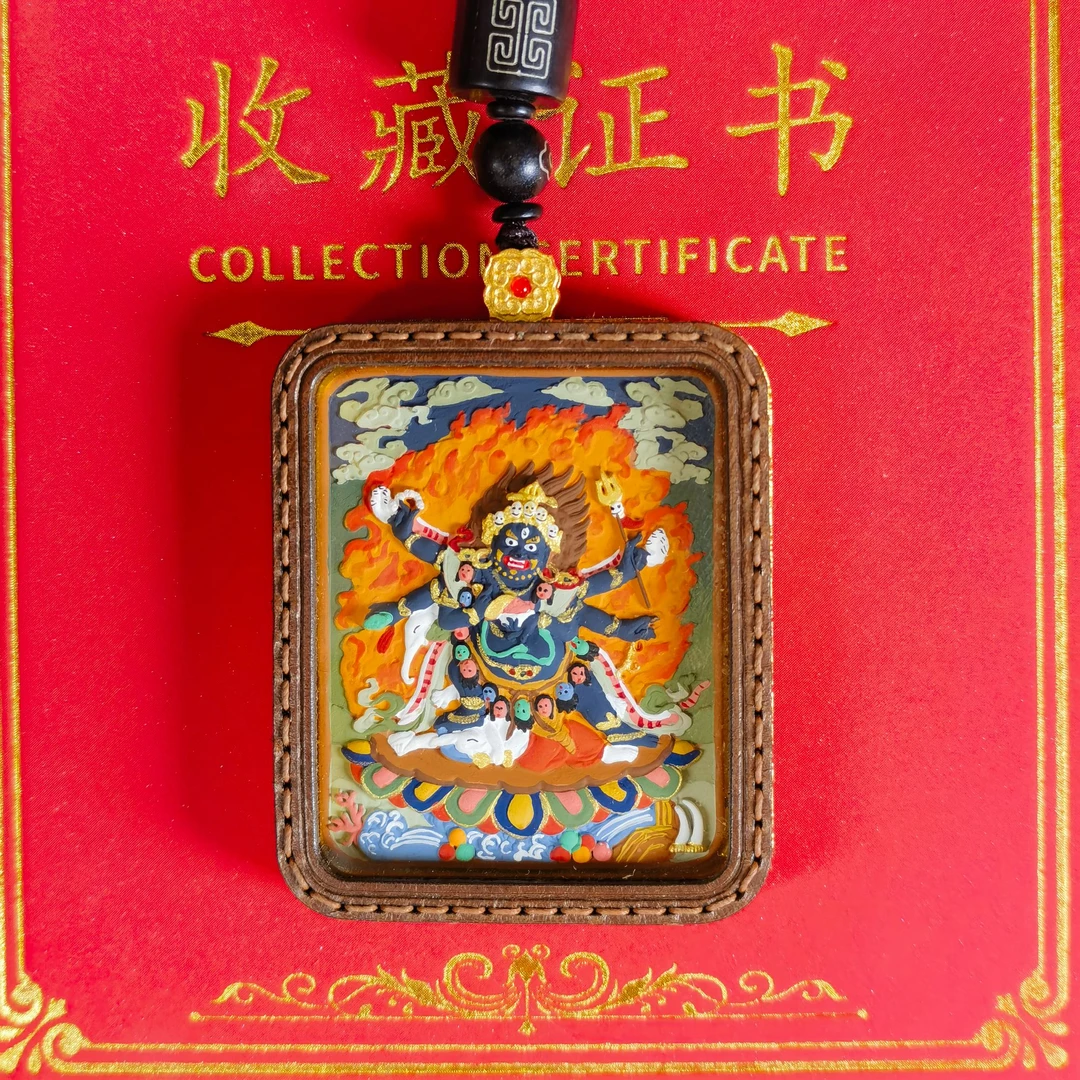 藏式民族风 L 黑天吊牌 皮壳 创意饰品 复古百搭