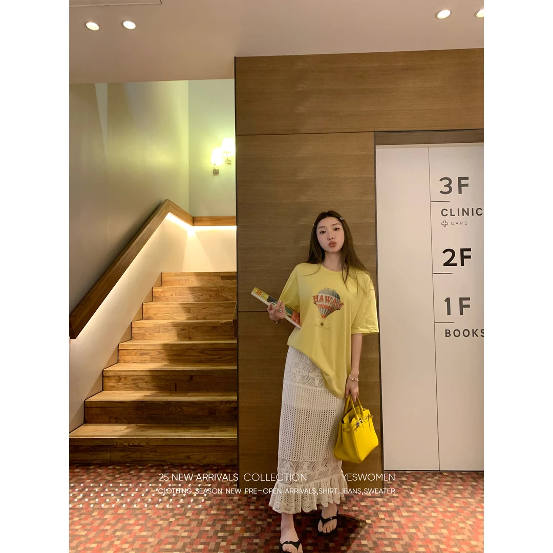 YESWOMEN5.16夏日老友记·设计感美式宽松短袖T恤女XY1354B3573