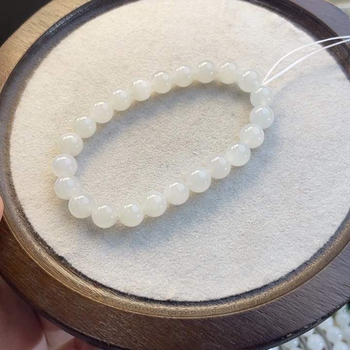和田玉未镶嵌手链057和田玉白玉8mm