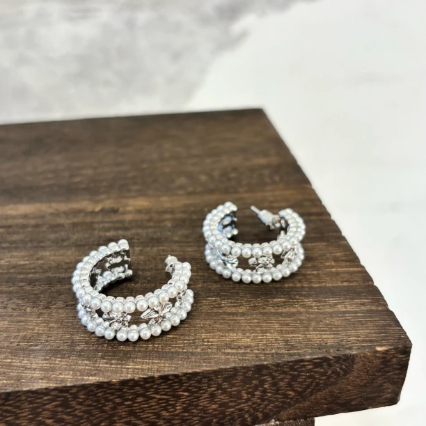 铜合金仿珍珠耳饰 多个鸢尾zz耳环EH2955