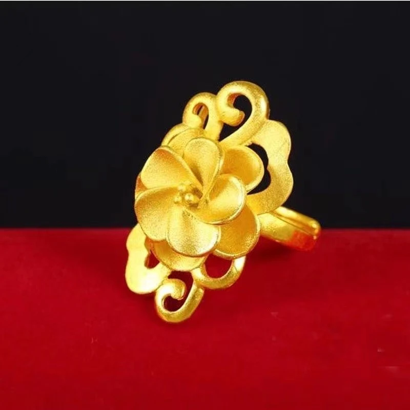 个性款鸢尾花花朵戒指开口可调节