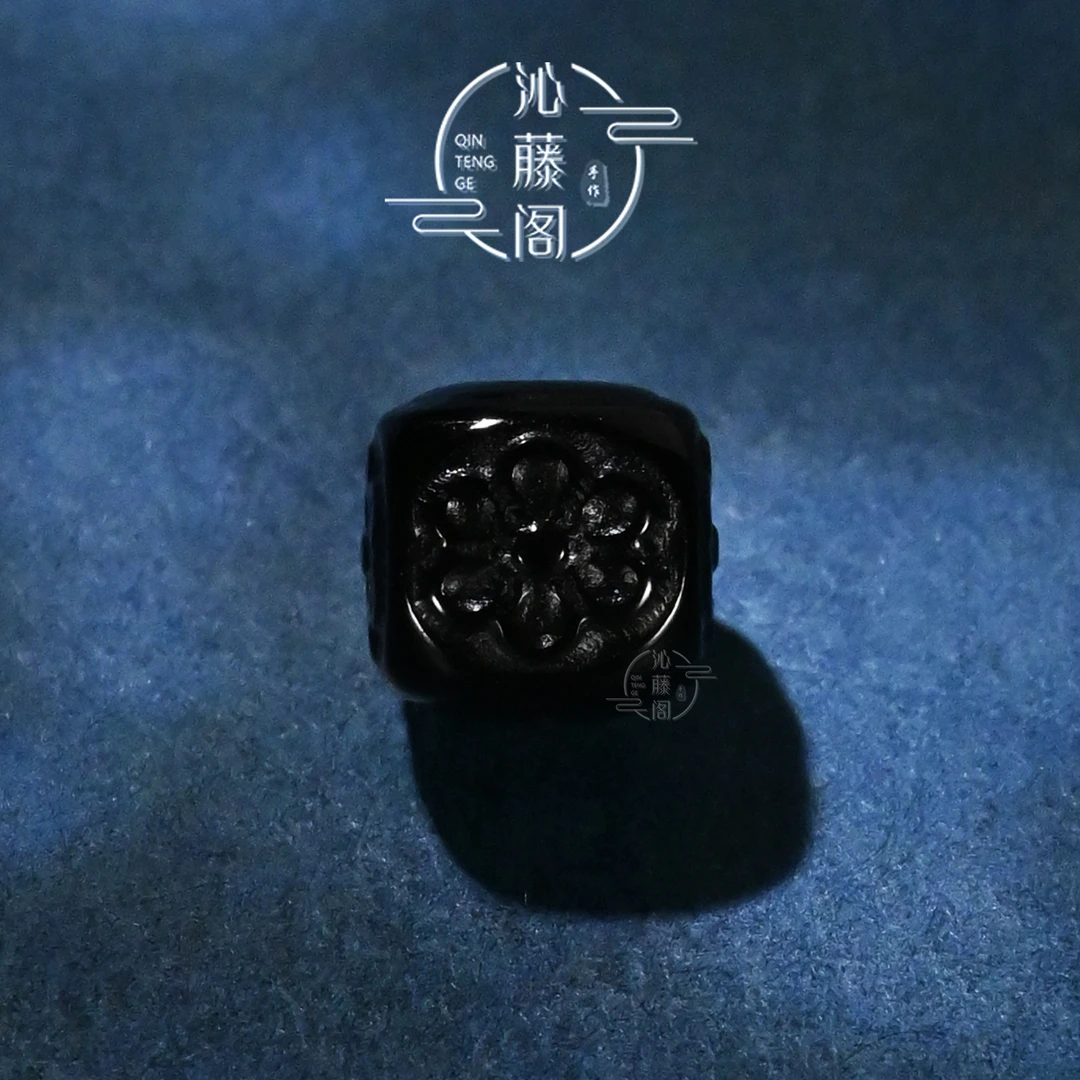 8MM黑玛瑙雕刻格桑花方珠文玩手串手链配饰配珠腰珠顶珠单珠散珠
