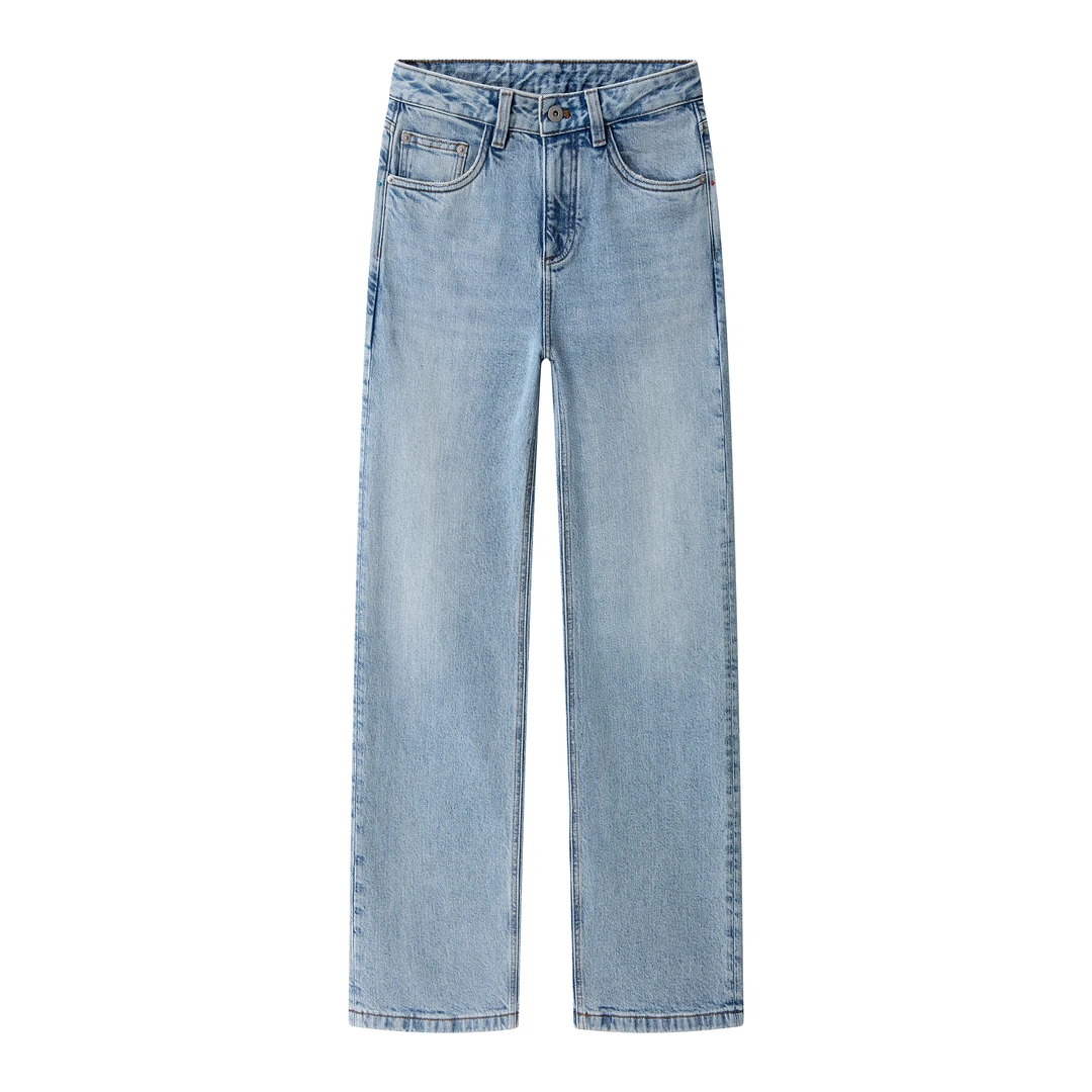 vivieinhe【漫享】进口土耳其~怀旧浅蓝色显瘦窄版直筒牛仔裤