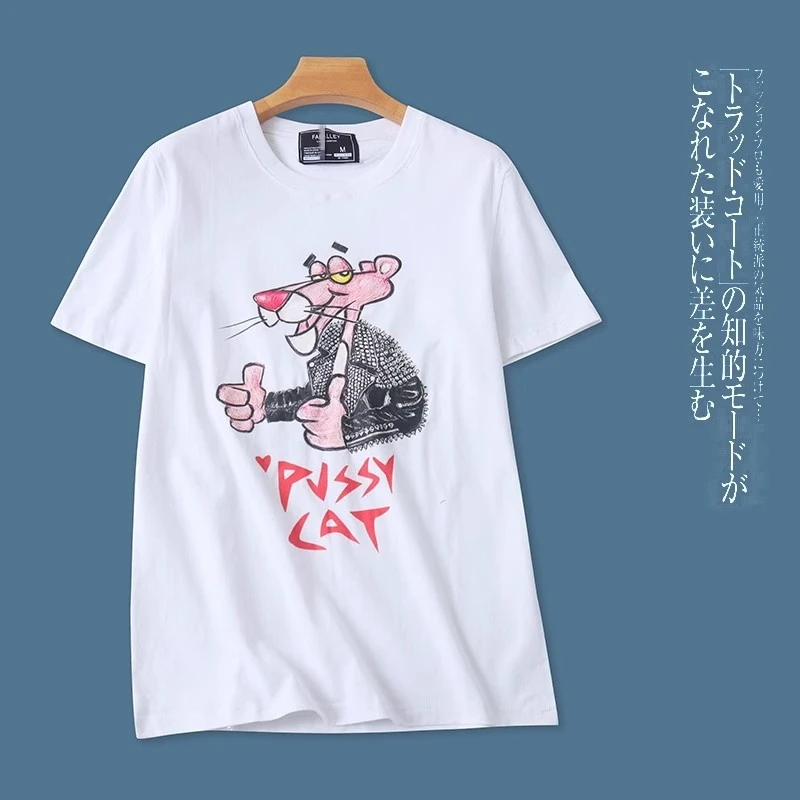 DT527外贸欧美单潮流男生休闲短袖T恤圆领卡通纯棉上衣