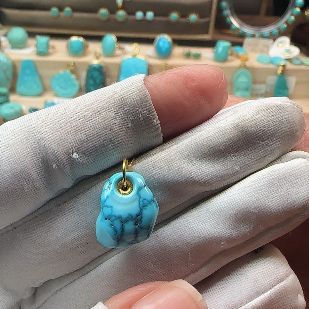 绿松石18K金镶嵌吊坠(不含链)