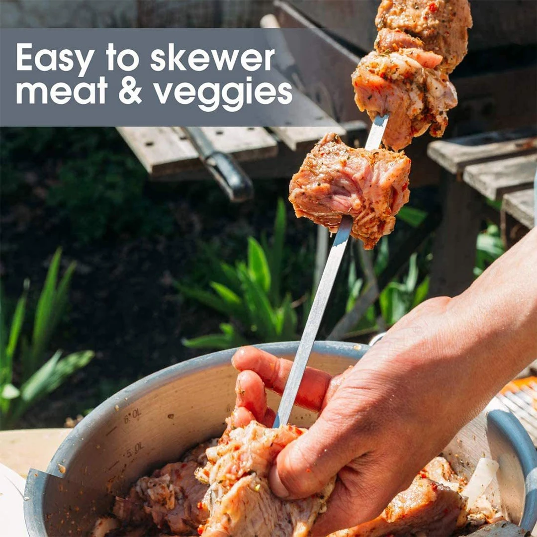 串签BBQ户外烤叉铁签烧烤针穿工厂签烤肉签不锈钢羊肉直销烧烤扁