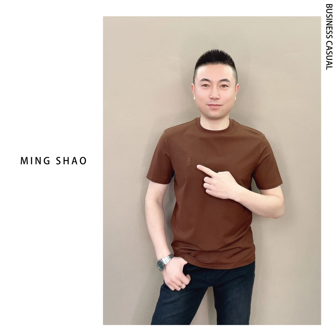 【838】夏季轻奢高端男士T恤圆领短袖时尚百搭舒适柔软透气冰感