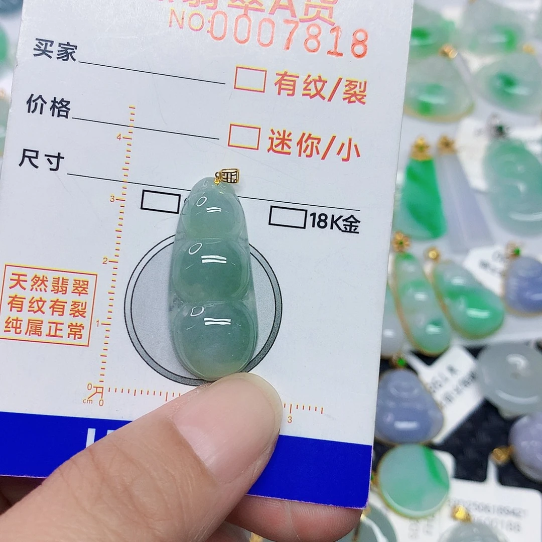 翡翠18K金镶嵌颈饰豆子