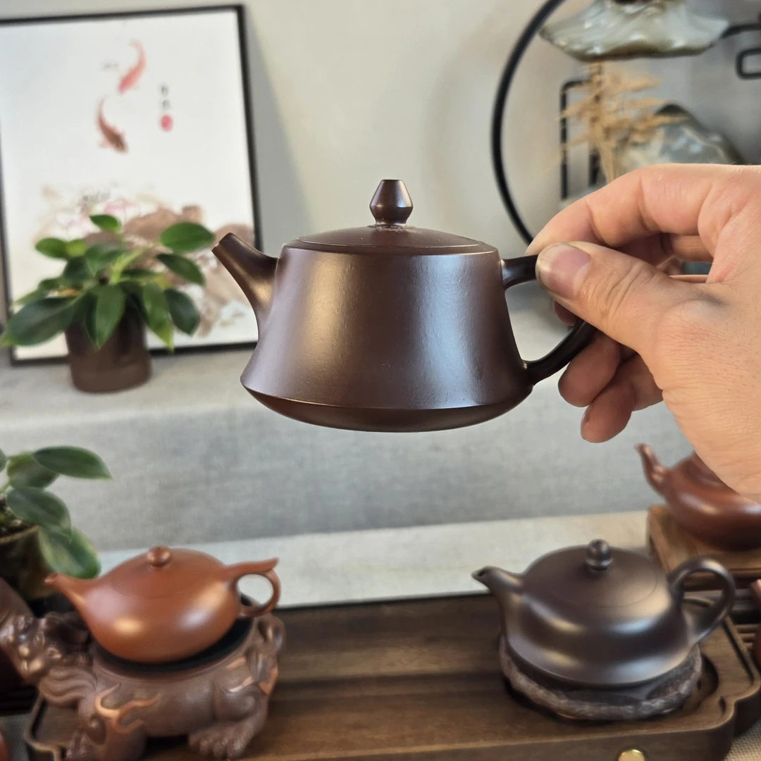 宜兴原矿紫砂壶柱础150cc紫泥