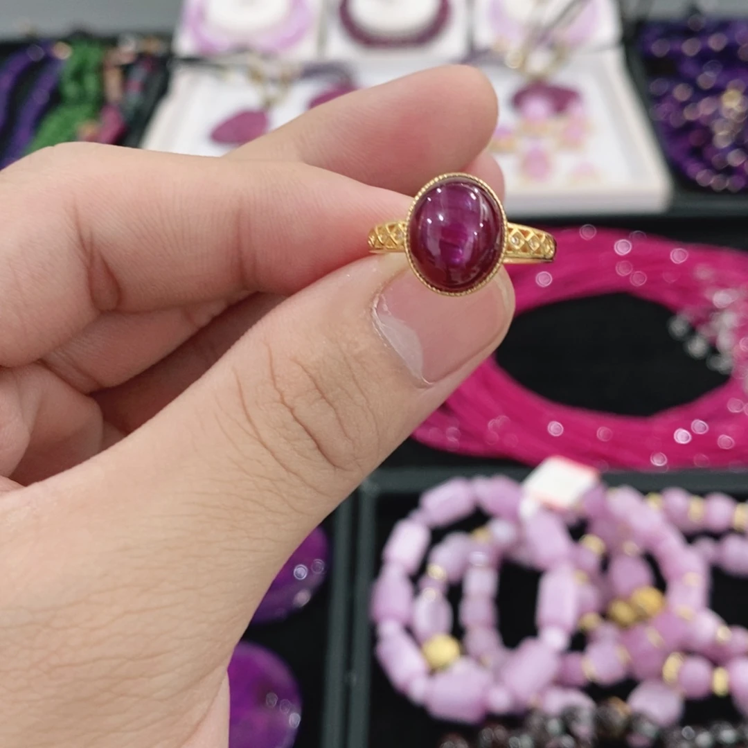 戒指红宝石银S925镶嵌