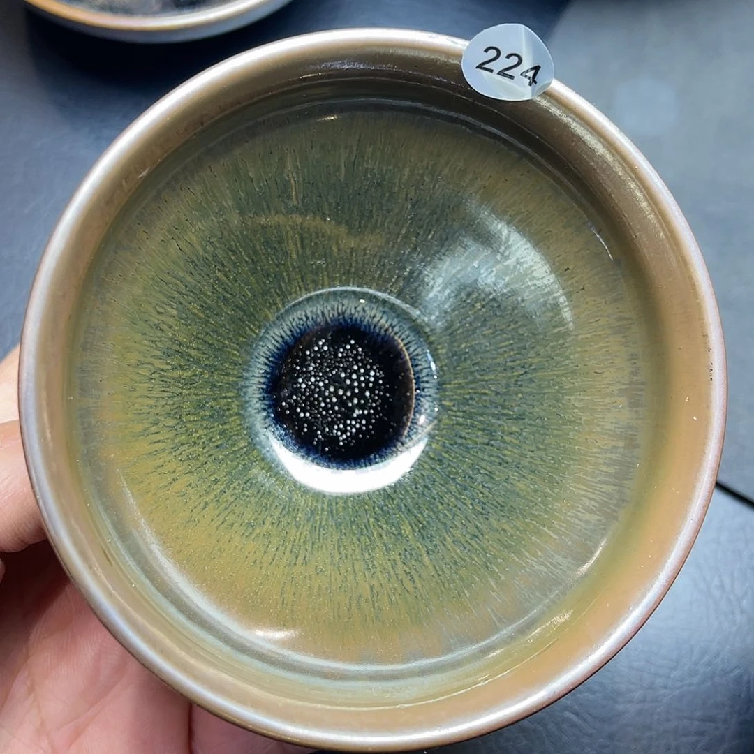 茶盏龙窑柴烧绿豪束口器型