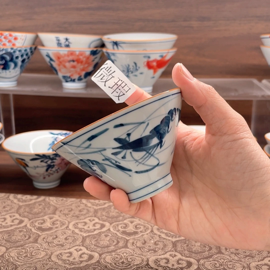 釉下手绘茶具微瑕
