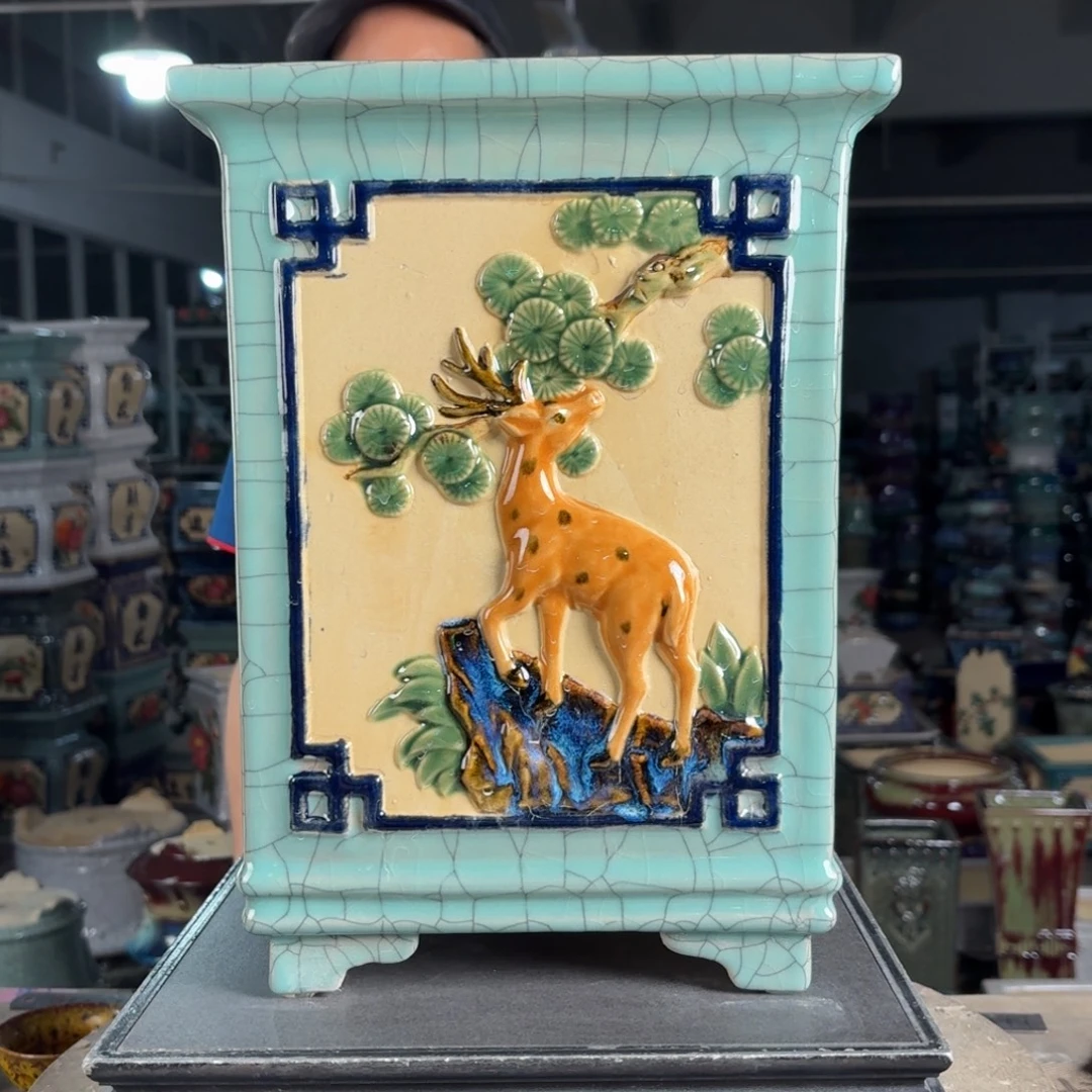 一风堂石湾花盆 内20*30盆口收缩微瑕