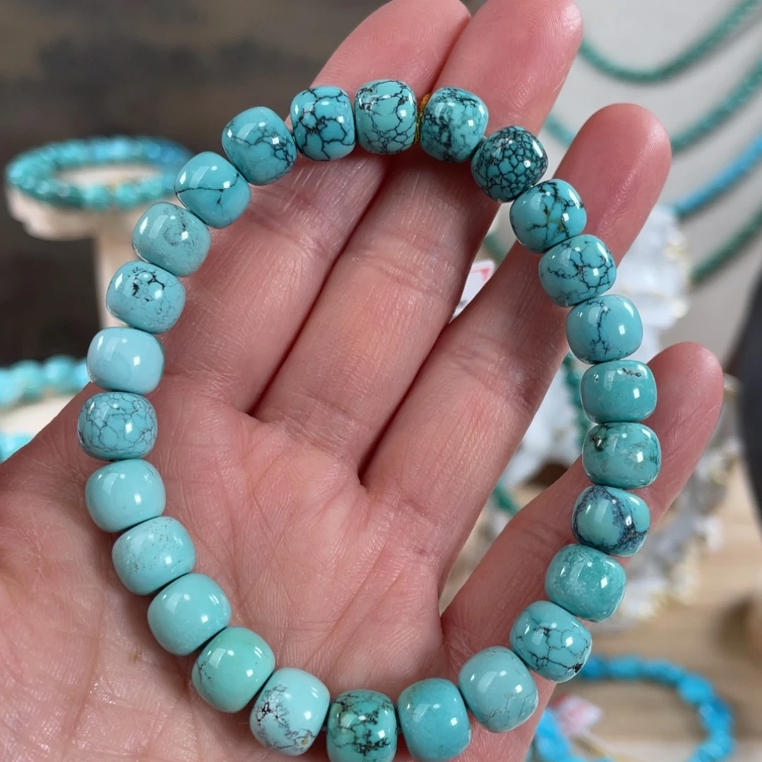 绿松石未镶嵌套链8.6精品瓷釉级老型手串