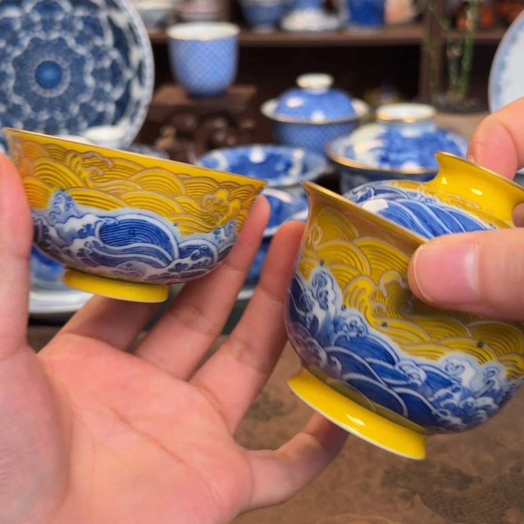 纯手工手绘陶瓷茶具两件