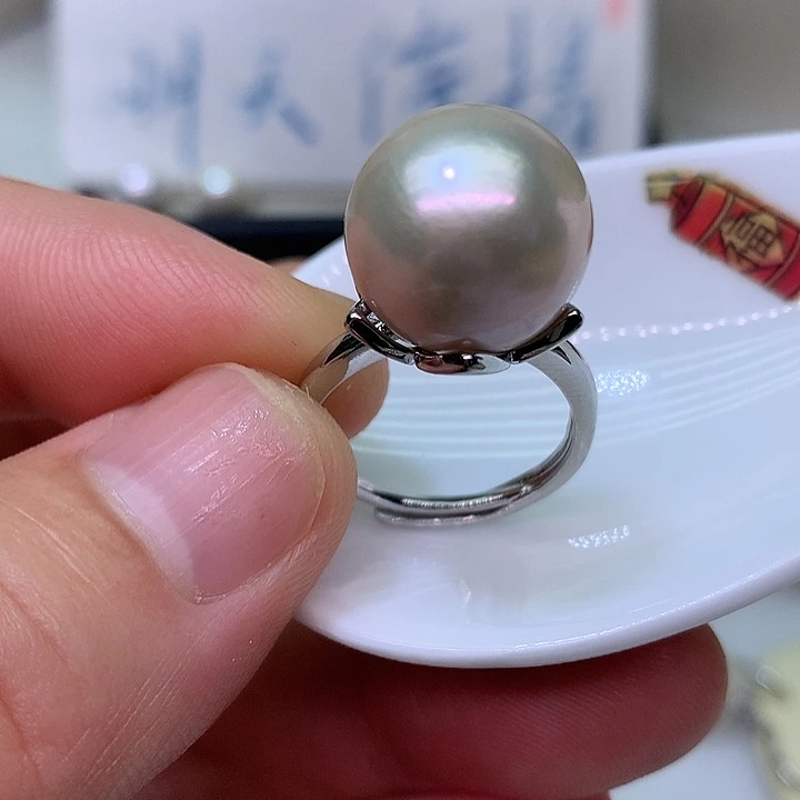 银S925镶嵌耳饰淡水珍珠