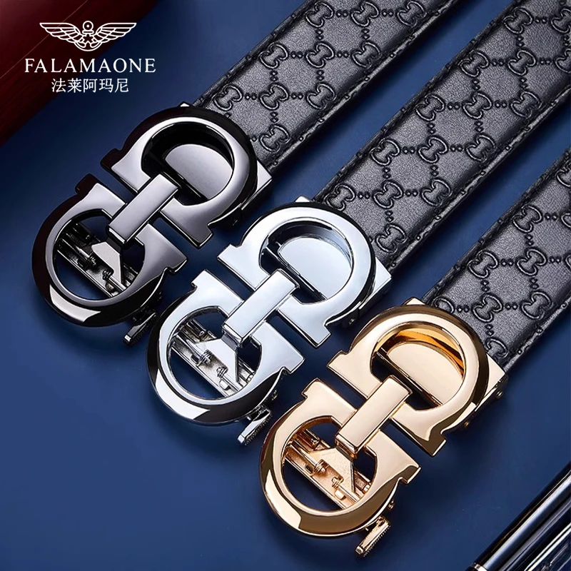 【新款】法莱阿玛尼爆款裤带男士真皮皮带男生腰带高档送爸爸礼物