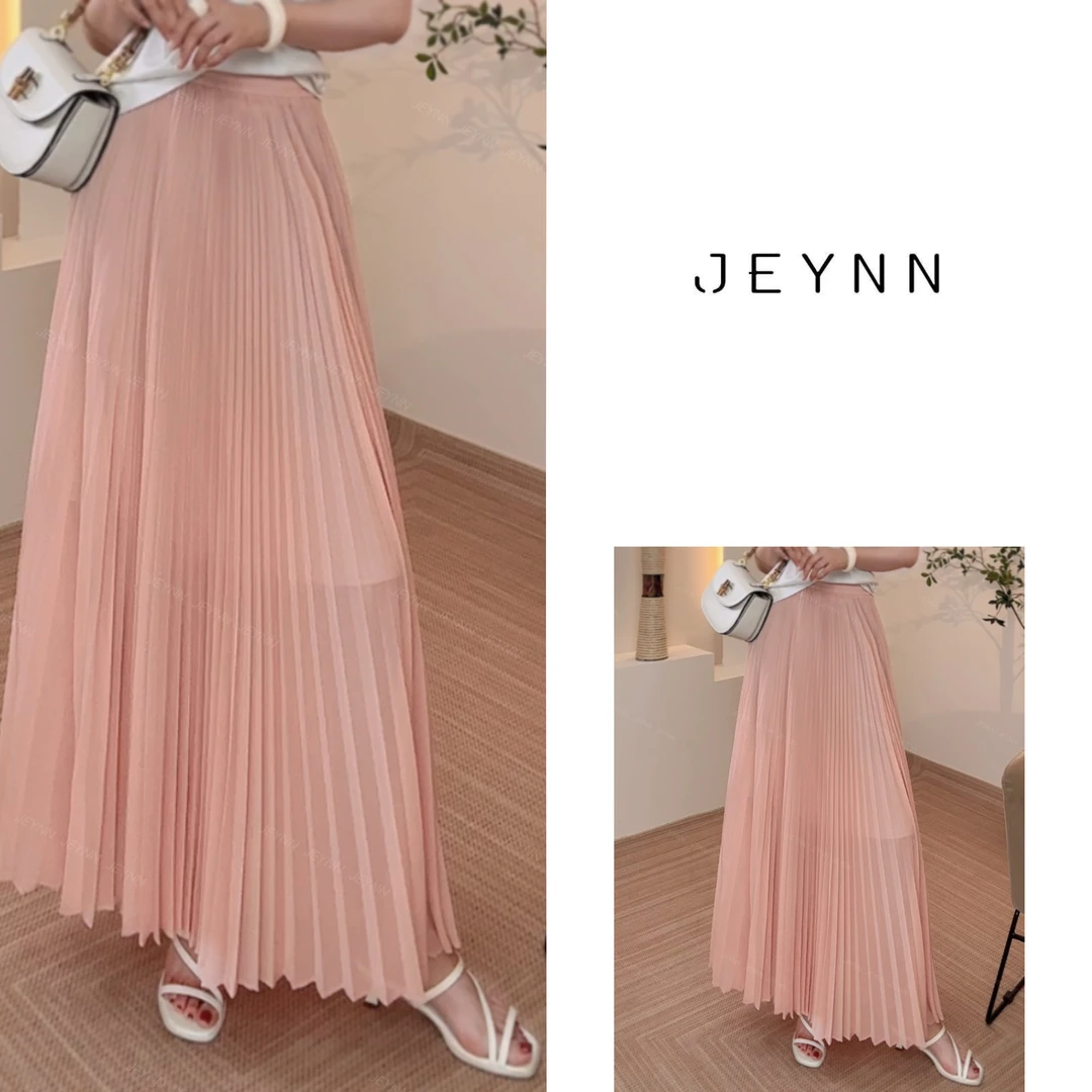 【JEYNN】夏季优雅长款高级感百褶裙半身裙温柔百搭细褶长裙子女