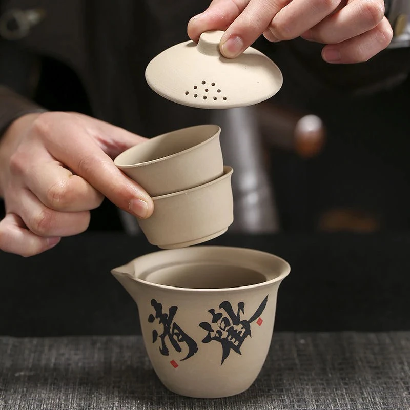 小型陶瓷功夫茶具家用旅行茶壶茶杯一壶二杯