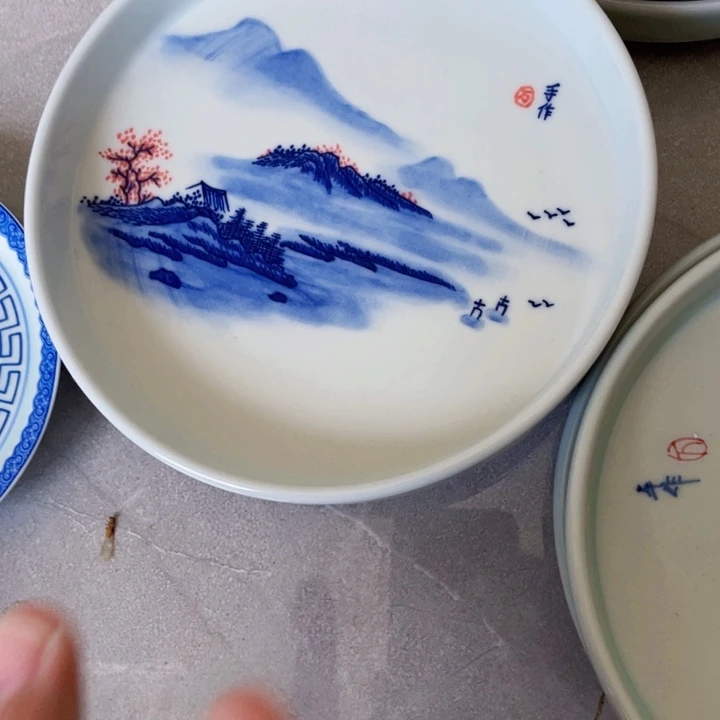 瓷片山水壶承手绘