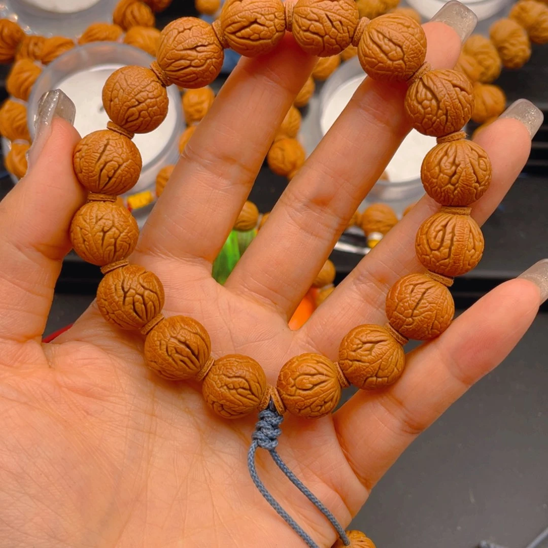 桃核手串红*见健健康康平平安安10