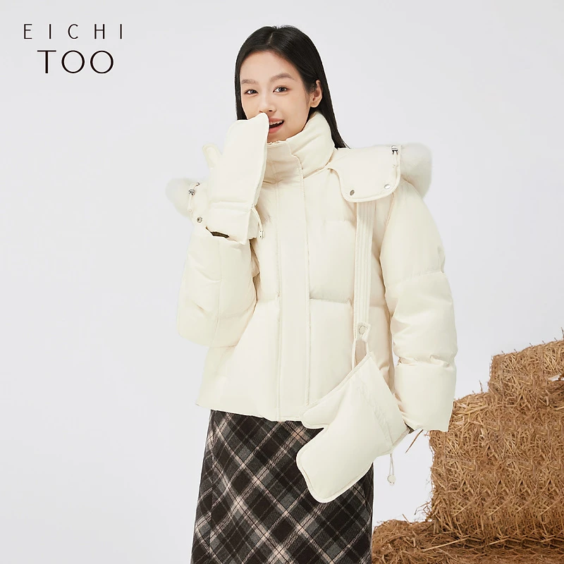 A爱居兔经典时尚羽绒服女24冬新可脱卸手套设计羽绒服EWRAJ4P029A