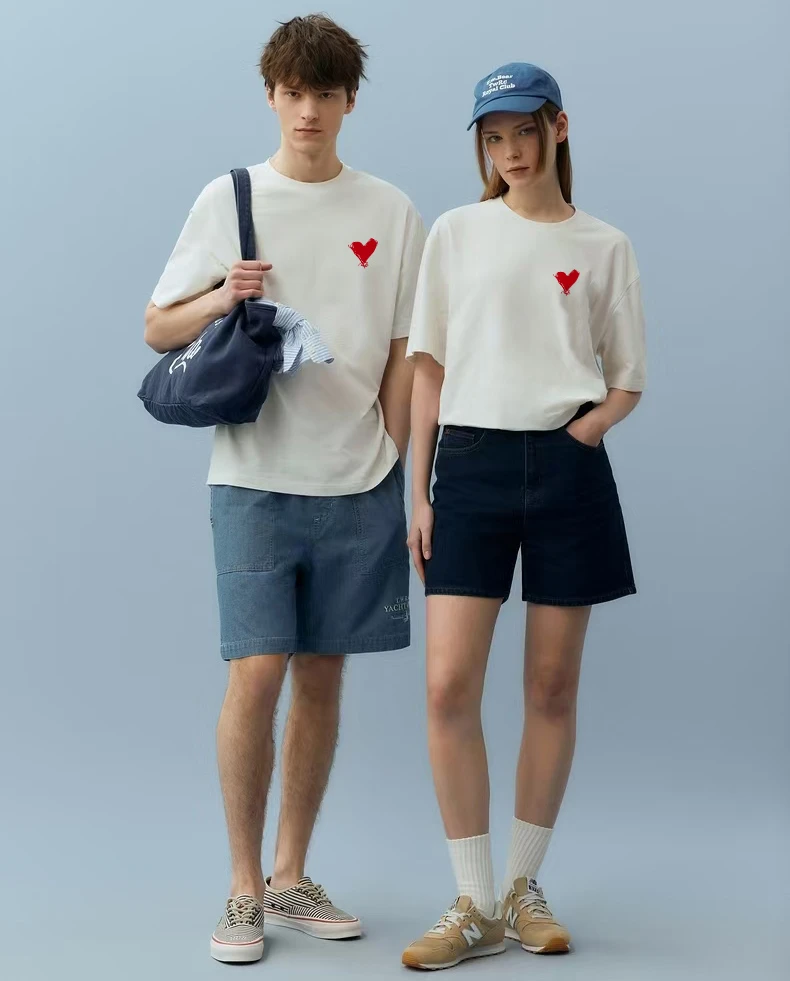 新款短袖t恤男女同款设计感潮流ins数码印花重磅纯棉休闲