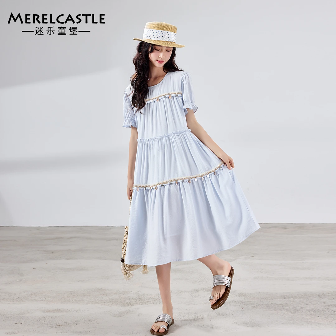 C5022女童夏装连衣裙2025新款初中生女孩高级感大童夏季薄款裙子