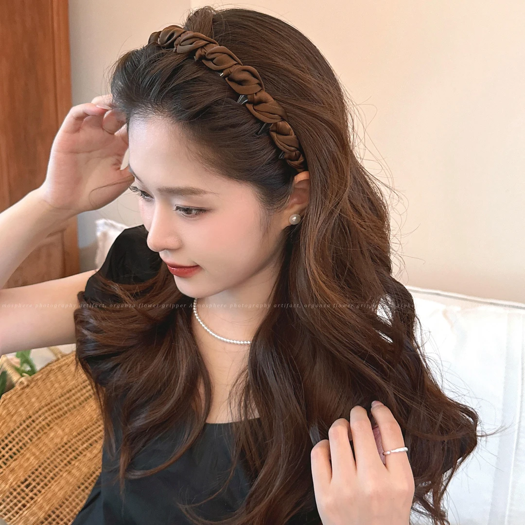 高颅顶缎面麻花发箍女高级感优雅头箍2025新款时尚洋气发卡发捆