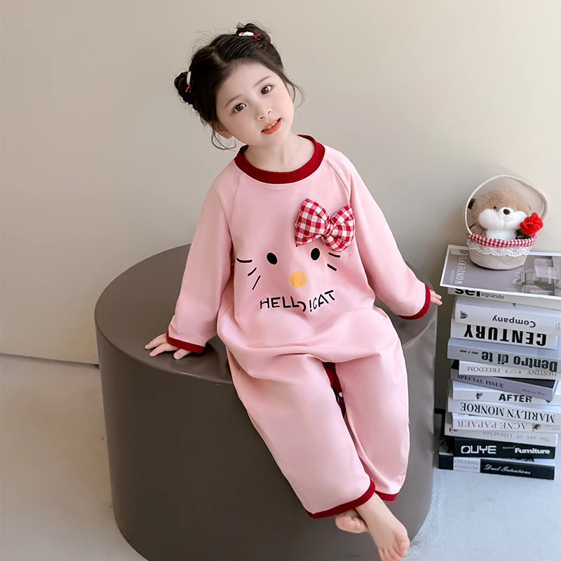 女童连体睡衣春秋款纯棉a类2025新款女孩宝宝长袖睡袋儿童连身衣