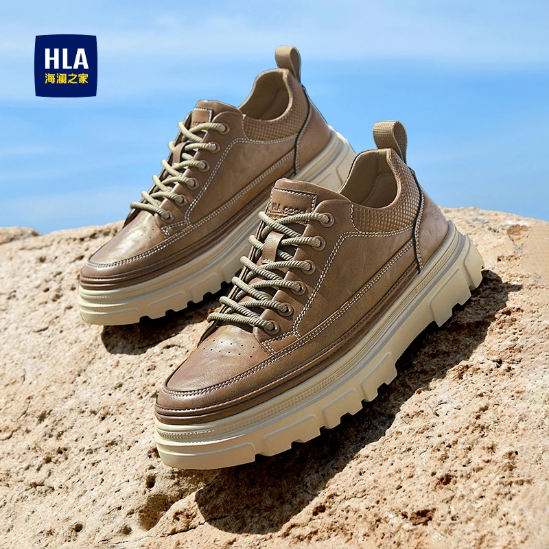 HLA/海澜之家男鞋秋季新款工装鞋厚底增高时尚百搭运动户外休闲鞋
