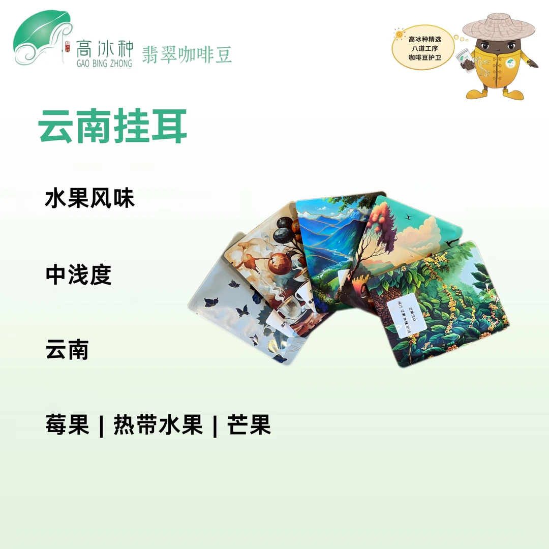 【高冰种翡翠咖啡豆】云南咖啡挂耳水果手冲美式现磨新鲜醇香5片