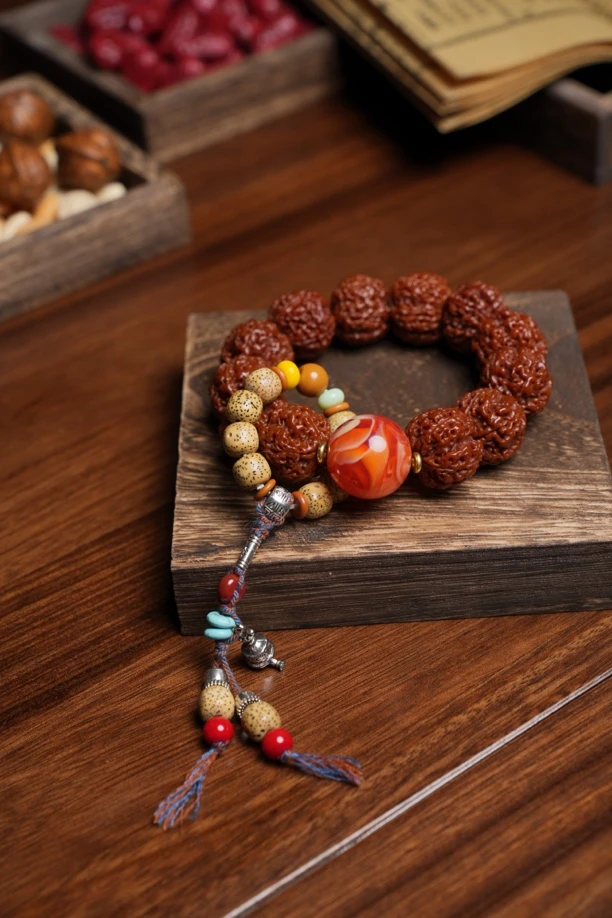五瓣深色玉化手串满肉包浆文玩文玩手串尼泊尔金刚菩提手串