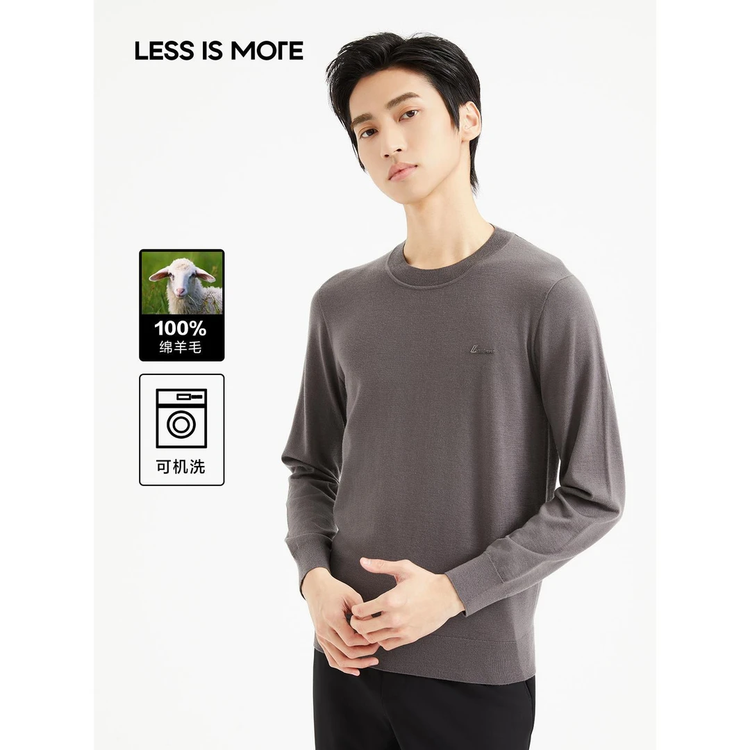 利郎【可机洗100%绵羊毛】冬季男士保暖舒适圆领百搭毛衫Q4QMS002