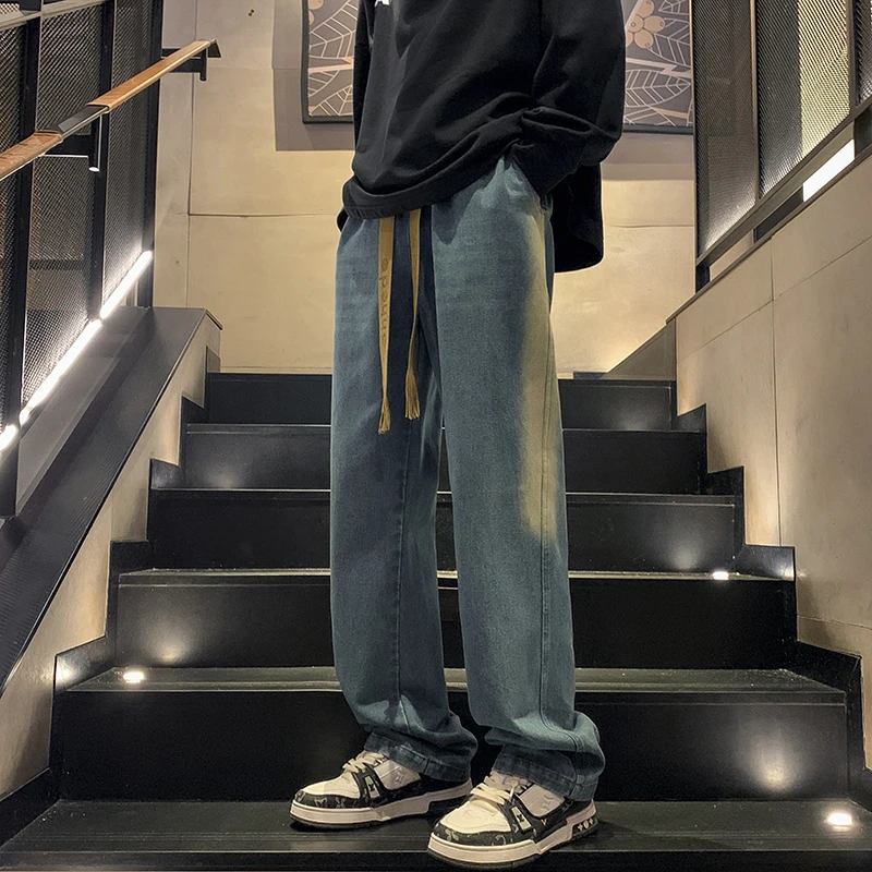 66528春秋潮牌美式高街大码重工水洗宽松牛仔裤