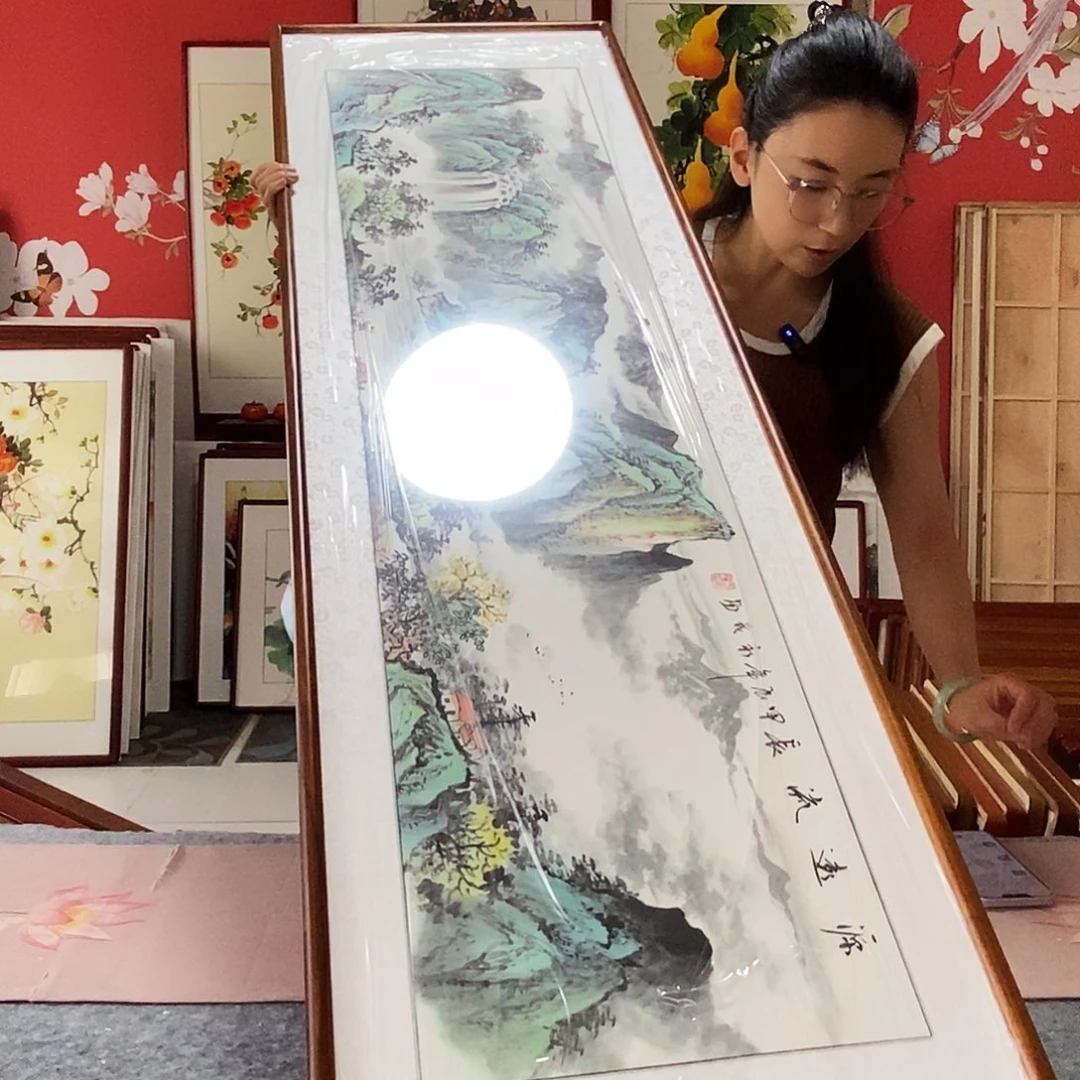 风***云国画手写手绘带框47✖️162国画作品包邮
