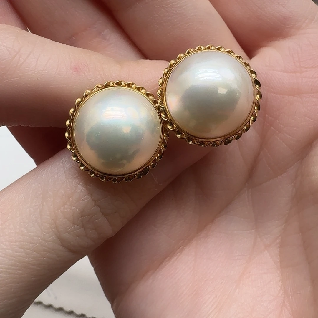 未镶嵌耳饰拼合珍珠（马贝珠）