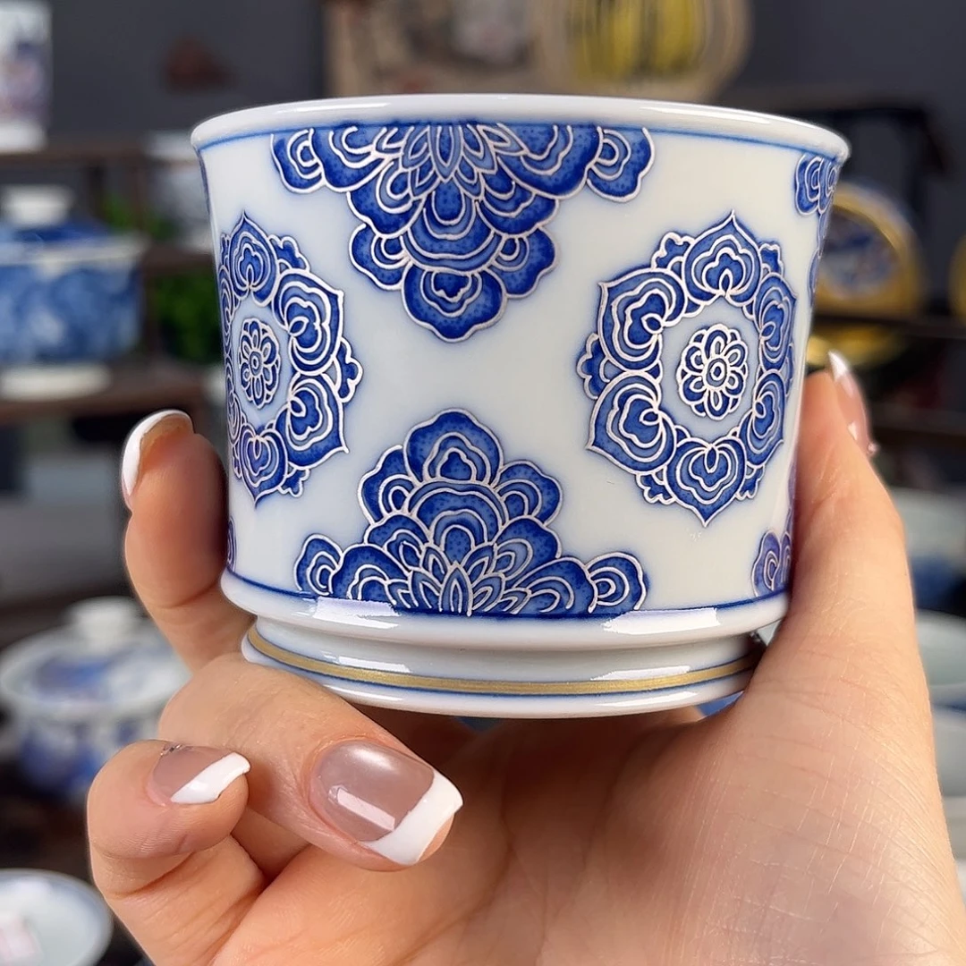 摆件景德镇陶瓷茶杯多人