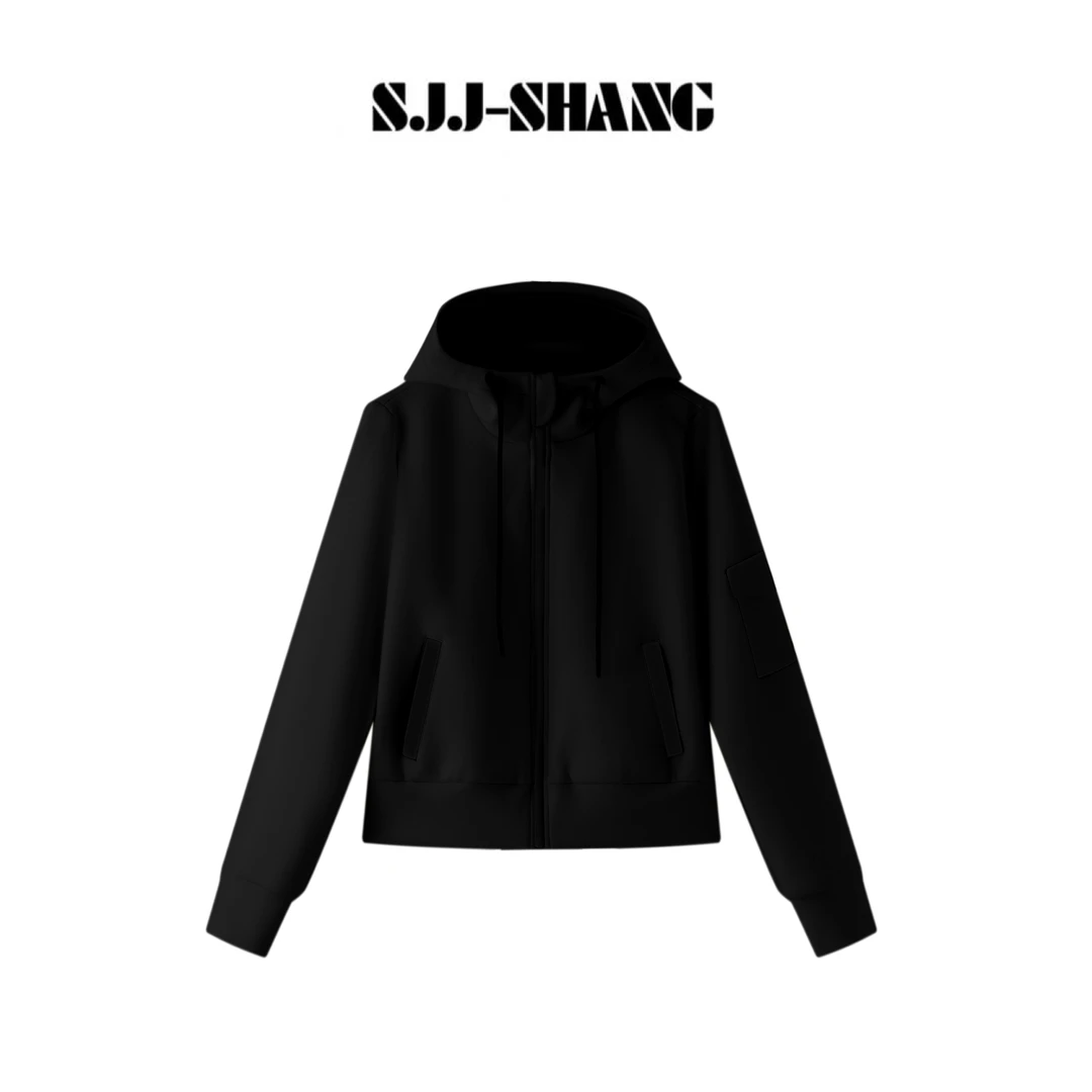 SJJ-SHANG【黑白余地】撞色结构拼接时尚松弛感卫衣外套q135929p