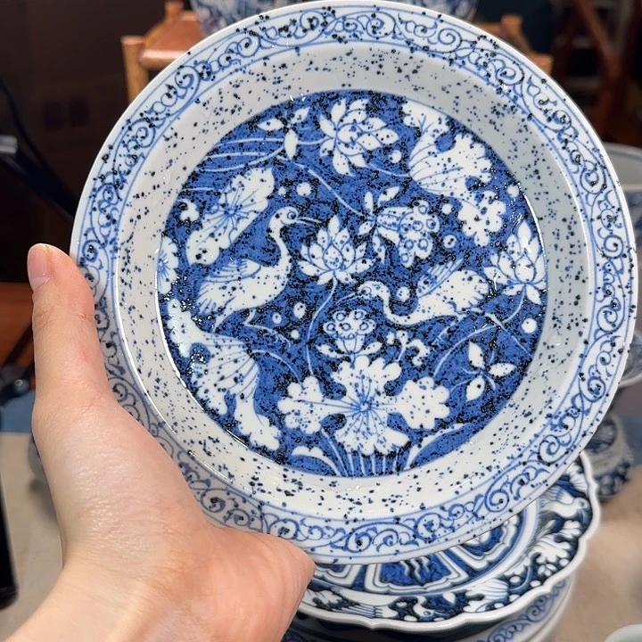 一鹭撒蓝17cm明续幽蓝壶承